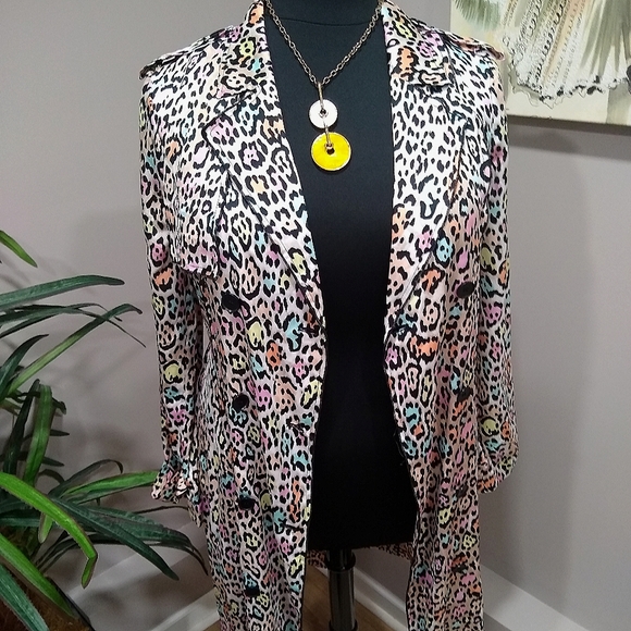 BCBG Maxazria Multi Color Animal Print Trench Style Duster - Picture 1 of 16